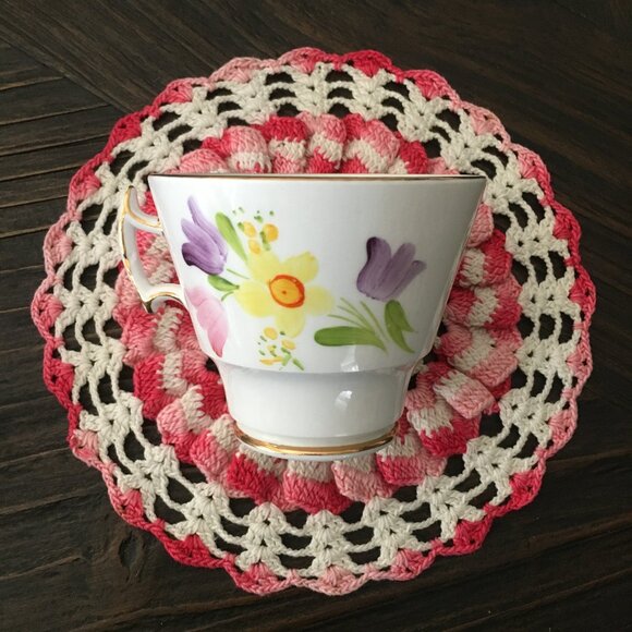 Phoenix Hand Painted Flowers White English Bone China Teacup & Saucer Set - Picture 7 of 10